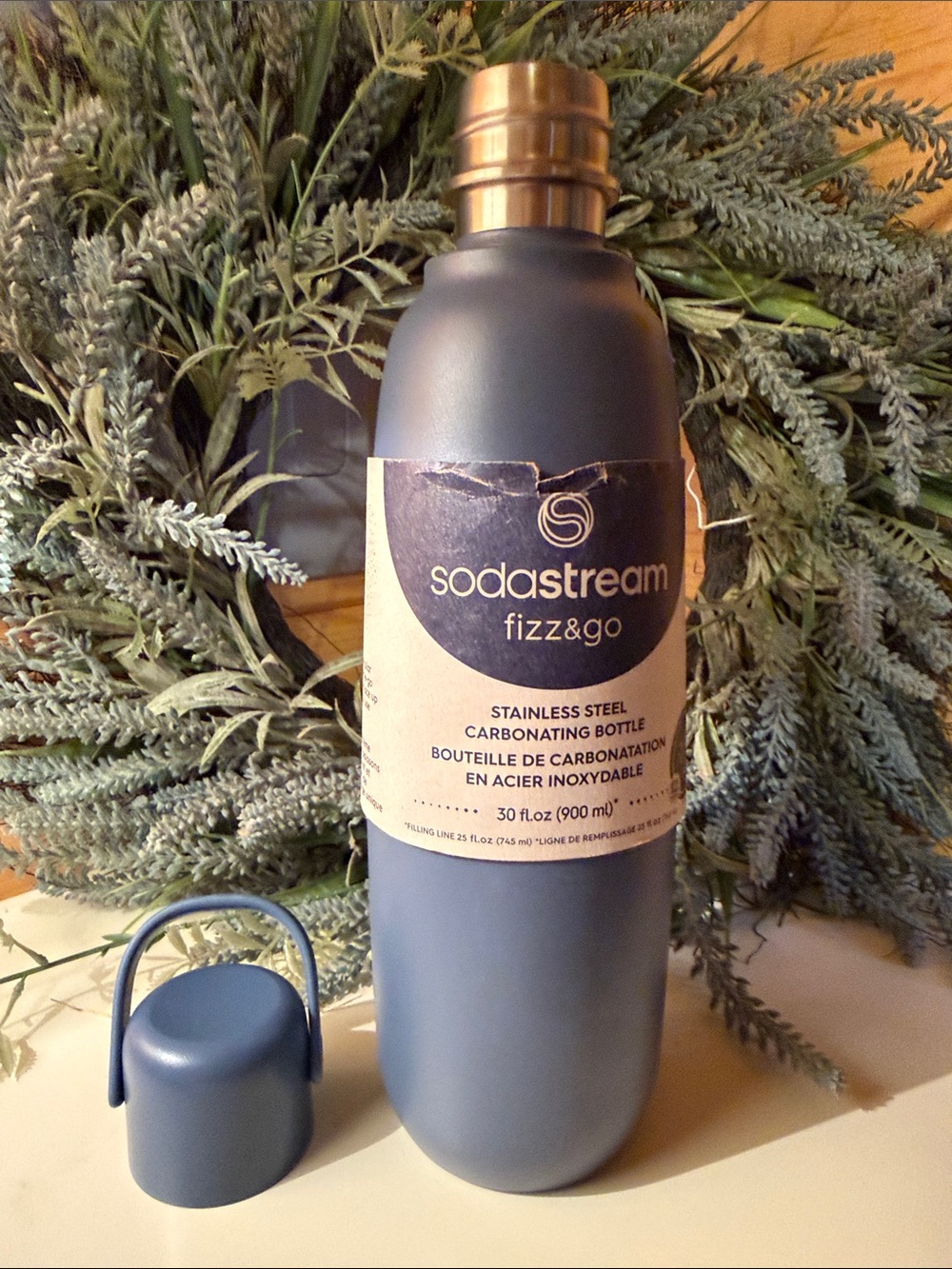 SodaStream Fizz & Go Stainless Steel Carbonating Bottle in the Color “Storm”